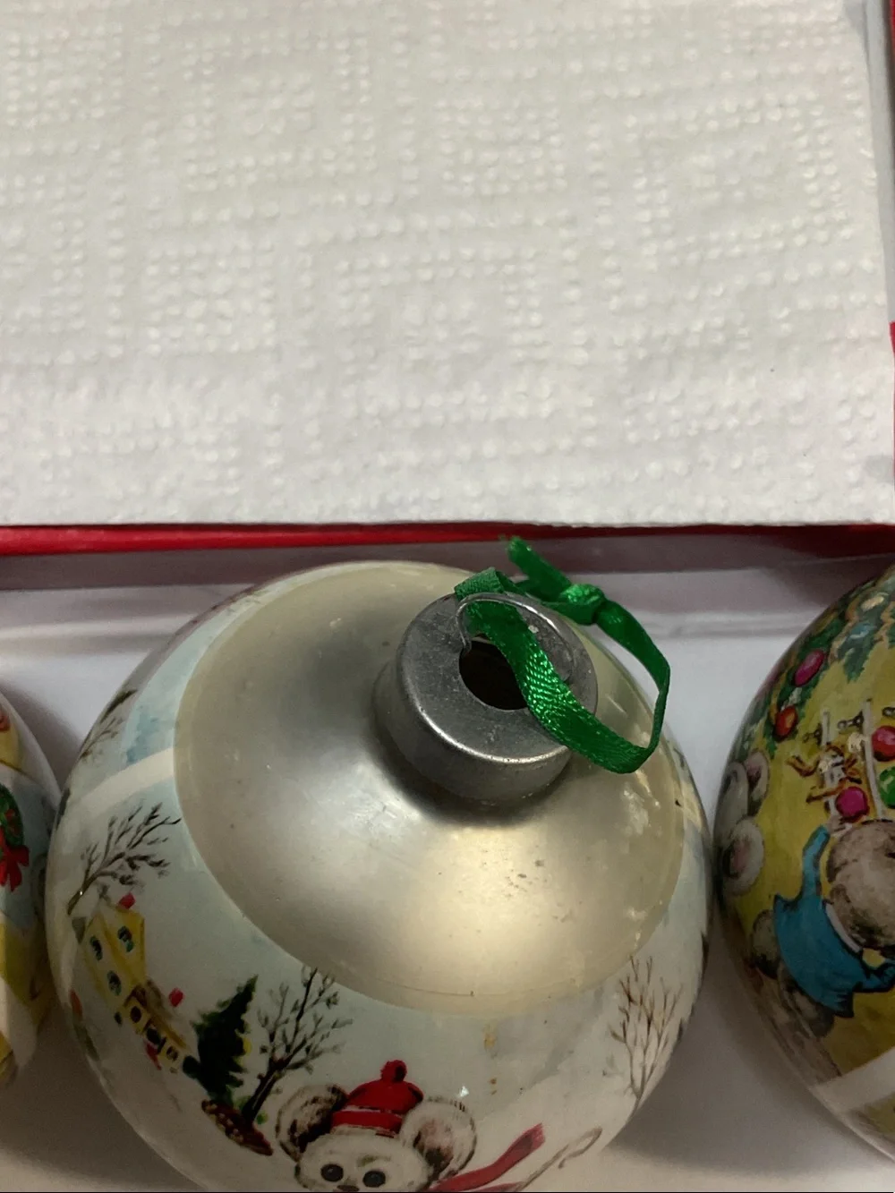 Vintage Mouse Holiday Glass Ornaments — Set of 3